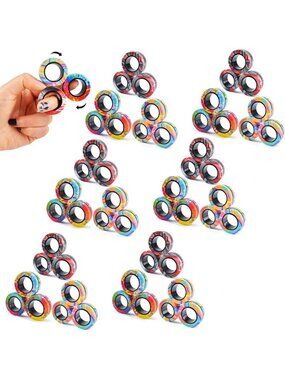54Pcs Magnetic Fidget Rings Set for ADHD Relief, Anxiety Stress Toys for Kids